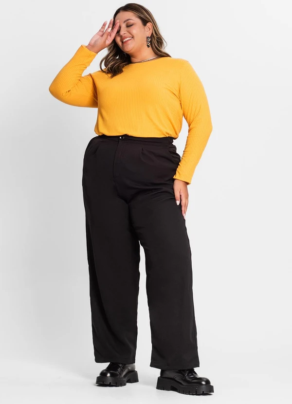 Secret Glam - Blusa Manga Longa Ribana Canelada Amarelo 3