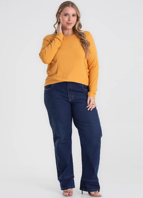 Secret Glam - Blusa Manga Longa Ribana Canelada Amarelo 3