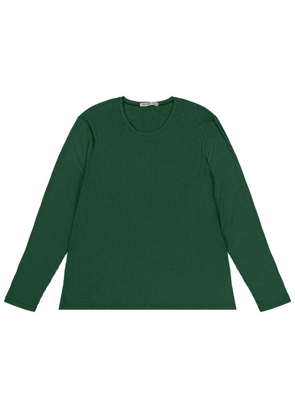 Secret Glam - Blusa Manga Longa Ribana Canelada Verde