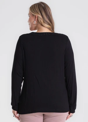 Secret Glam - Blusa Manga Longa Visco Plus Size Preto - SECRET GLAM