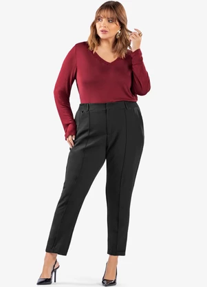 Secret Glam - Blusa Manga Longa Visco Plus Size Vermelho - SECRET GLAM