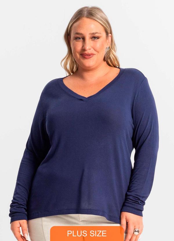 Secret Glam - Blusa Manga Longa Visco Tricot Azul