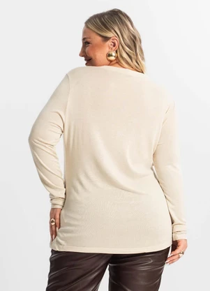 Secret Glam - Blusa Manga Longa Visco Tricot Bege - SECRET GLAM