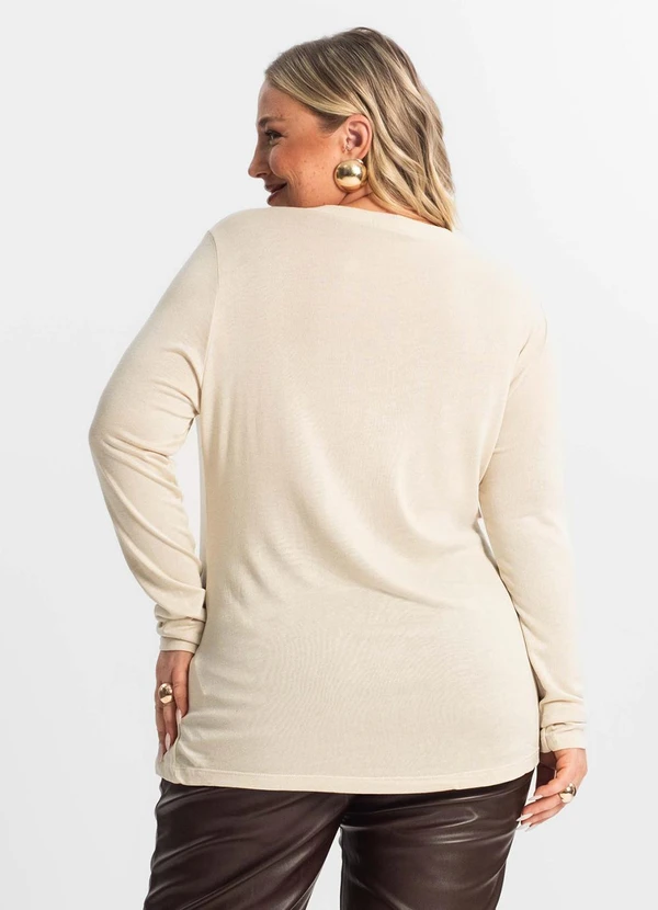 Secret Glam - Blusa Manga Longa Visco Tricot Bege 2