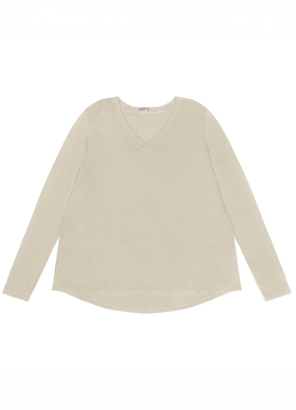 Secret Glam - Blusa Manga Longa Visco Tricot Bege 4