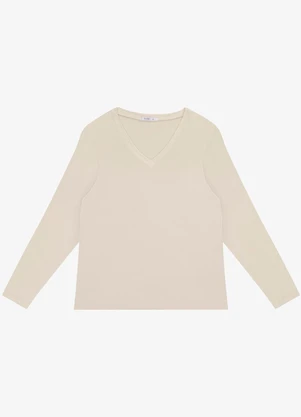 Secret Glam - Blusa Manga Longa Visco Tricot Bege - SECRET GLAM