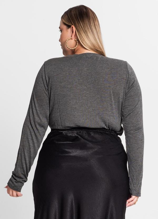 Secret Glam - Blusa Manga Longa Visco Tricot Cinza 2