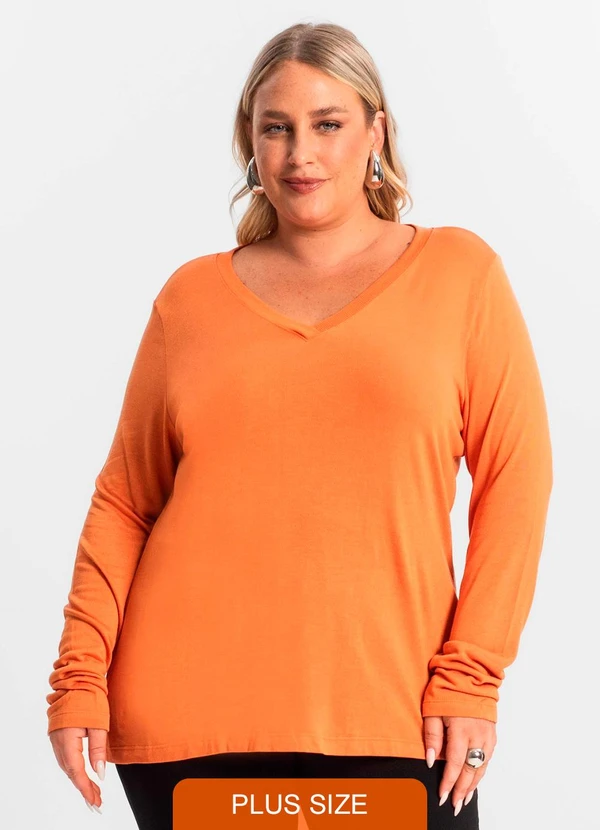 Secret Glam - Blusa Manga Longa Visco Tricot Laranja