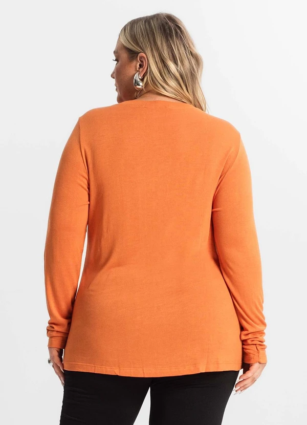 Secret Glam - Blusa Manga Longa Visco Tricot Laranja 2