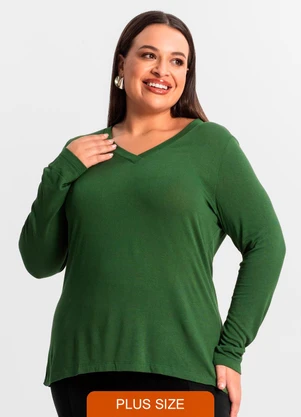 Secret Glam - Blusa Manga Longa Visco Tricot Verde - SECRET GLAM