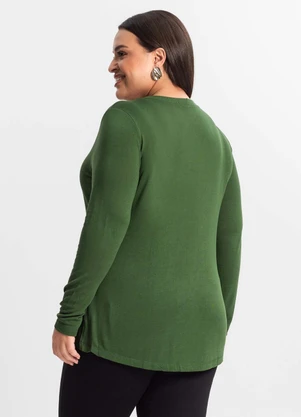Secret Glam - Blusa Manga Longa Visco Tricot Verde - SECRET GLAM