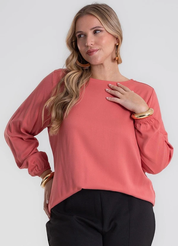 Secret Glam - Blusa Manga Longa Viscose Plus Size Laranja