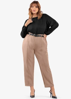 Secret Glam - Blusa Manga Longa Viscose Plus Size Preto - SECRET GLAM