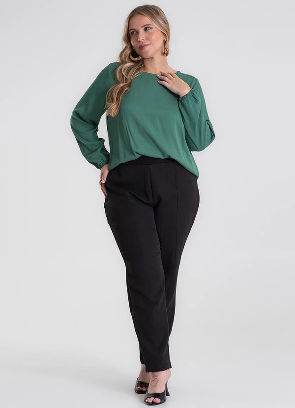 Secret Glam - Blusa Manga Longa Viscose Plus Size Verde 2