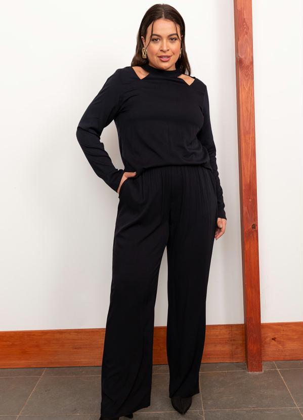 Lisamour - Blusa Manga Longa Viscose Preto 3