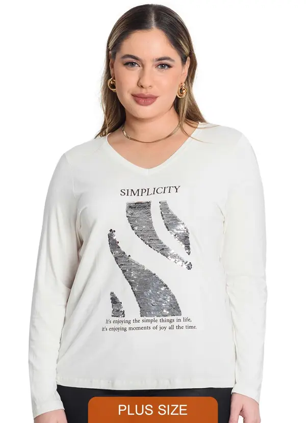 Secret Glam - Blusa Manga Longa Viscotorcion Bege