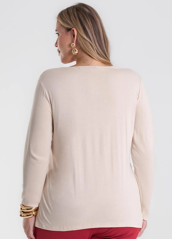 Secret Glam - Blusa Manga Longa Viscotorcion Bege 3