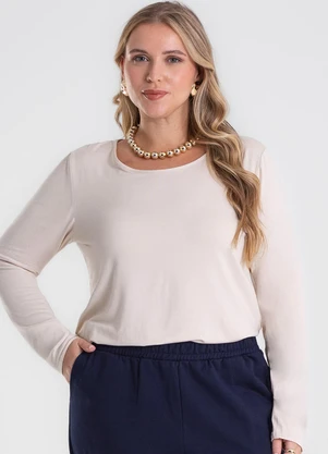 Secret Glam - Blusa Manga Longa Viscotorcion Bege - SECRET GLAM