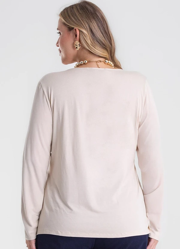 Secret Glam - Blusa Manga Longa Viscotorcion Bege 2