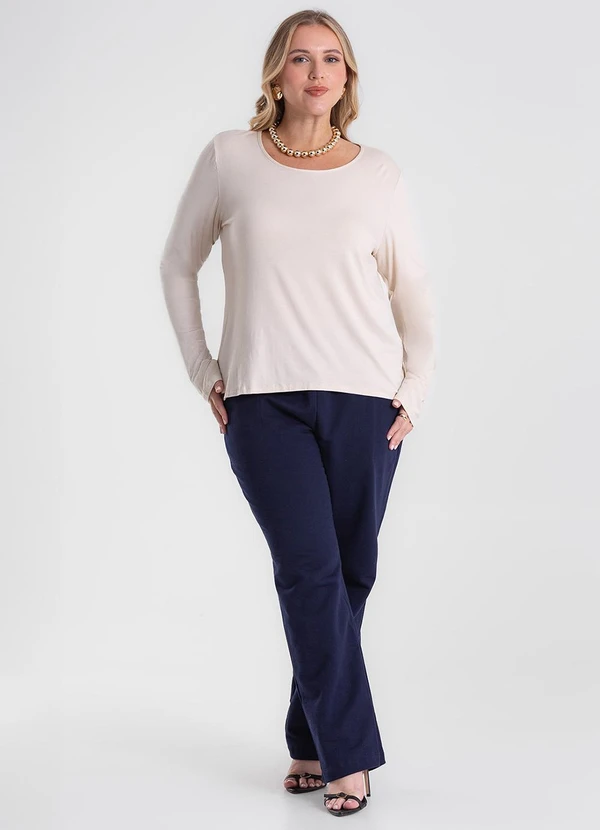 Secret Glam - Blusa Manga Longa Viscotorcion Bege 3