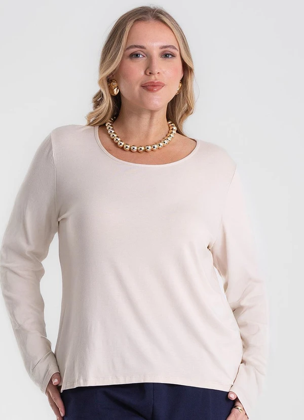 Secret Glam - Blusa Manga Longa Viscotorcion Bege 4