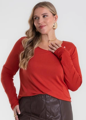 Secret Glam - Blusa Manga Longa Viscotorcion Laranja - SECRET GLAM