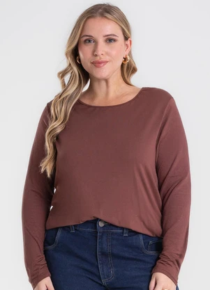 Secret Glam - Blusa Manga Longa Viscotorcion Marrom - SECRET GLAM