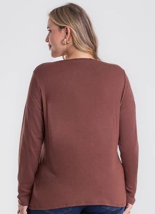 Secret Glam - Blusa Manga Longa Viscotorcion Marrom - SECRET GLAM