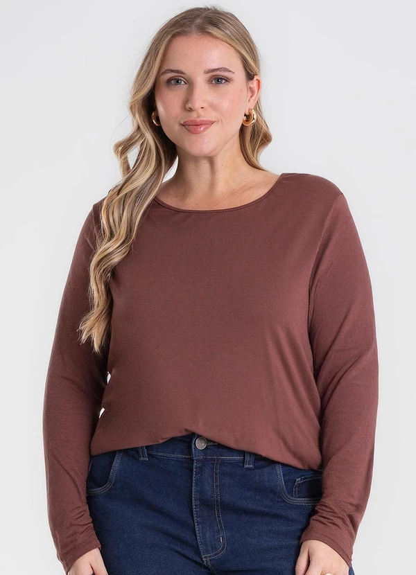 Secret Glam - Blusa Manga Longa Viscotorcion Marrom
