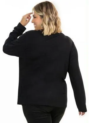 Secret Glam - Blusa Manga Longa Viscotorcion Preto - SECRET GLAM