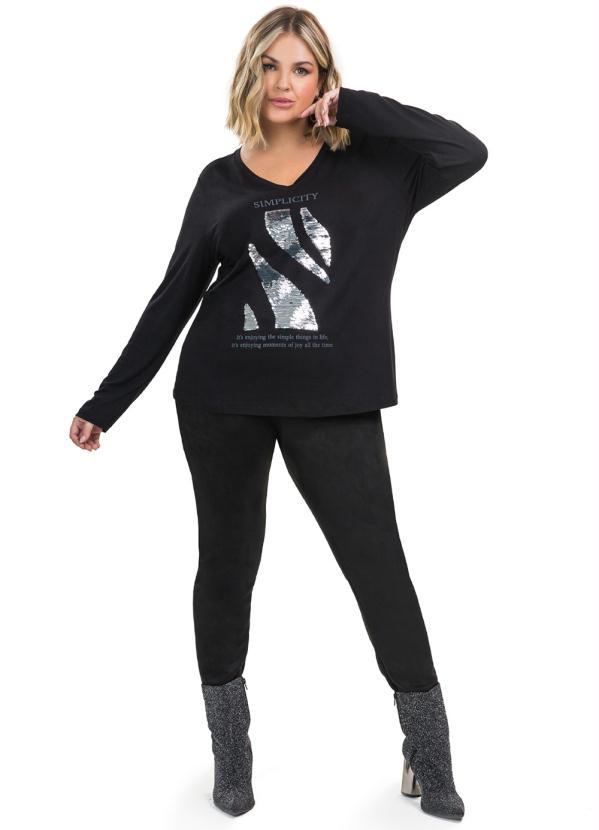 Secret Glam - Blusa Manga Longa Viscotorcion Preto 3