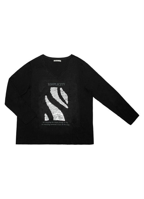 Secret Glam - Blusa Manga Longa Viscotorcion Preto 4