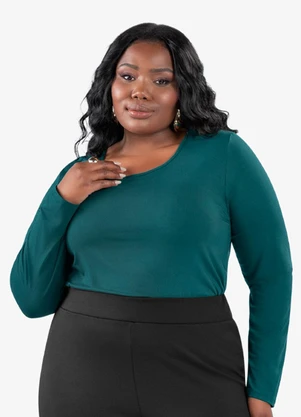 Secret Glam - Blusa Manga Longa Viscotorcion Verde - SECRET GLAM