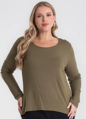 Secret Glam - Blusa Manga Longa Viscotorcion Verde - SECRET GLAM