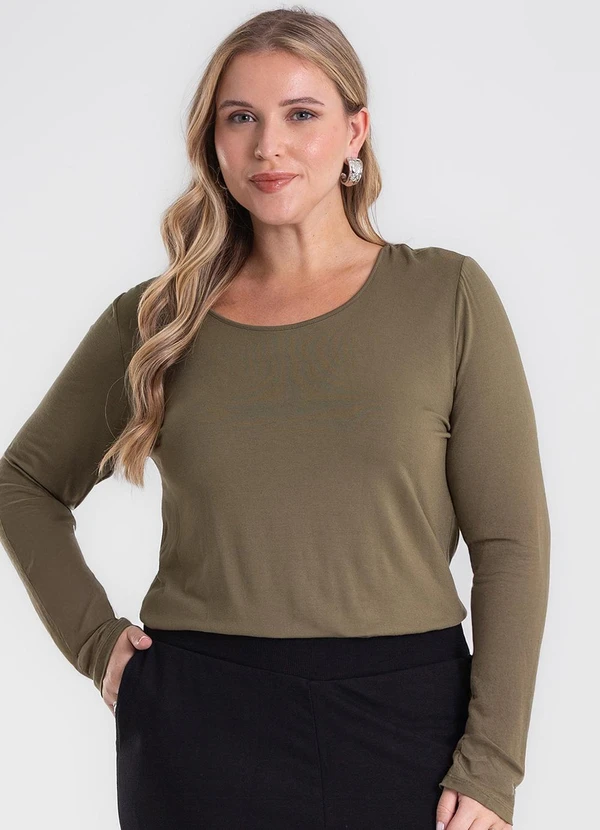 Secret Glam - Blusa Manga Longa Viscotorcion Verde