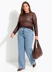 Blusa Marrom em Renda
