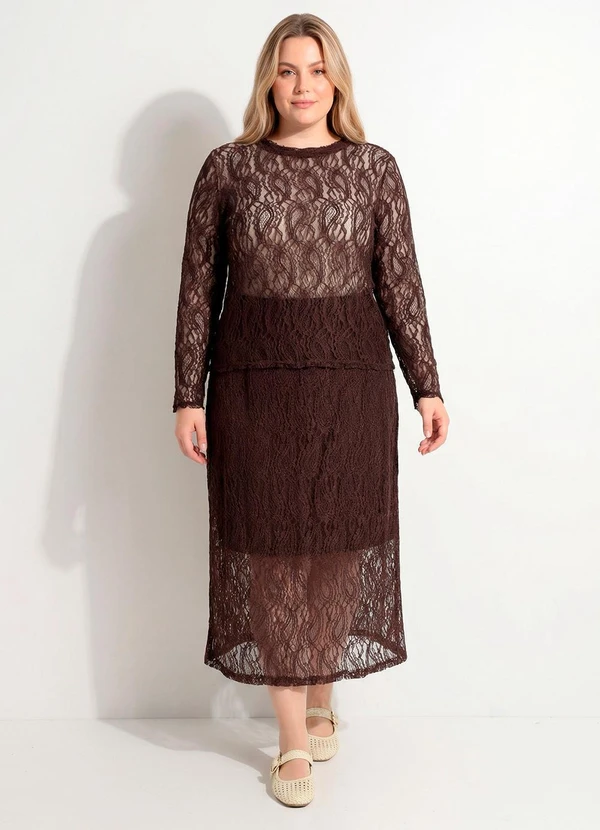 Marguerite - Blusa Marrom em Renda 11