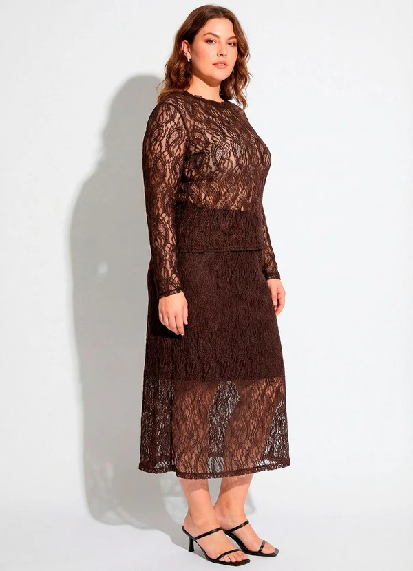 Marguerite - Blusa Marrom em Renda 12