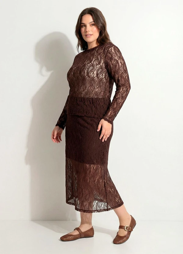 Marguerite - Blusa Marrom em Renda 10