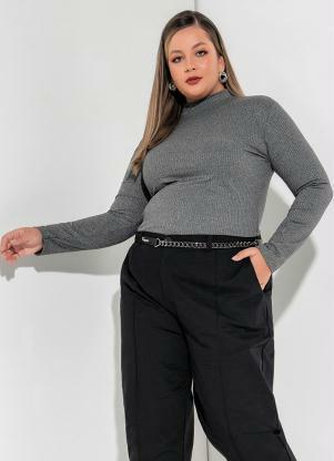 Blusa (Mescla Chumbo) Gola Alta Plus Size