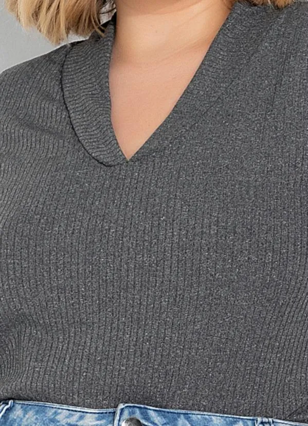 Marguerite - Blusa Mescla com Gola em Ribana Plus Size 3