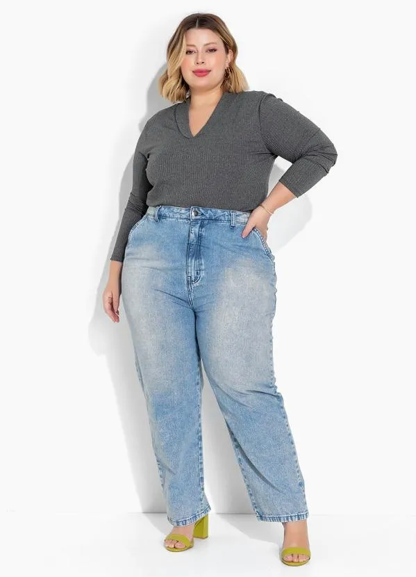 Marguerite - Blusa Mescla com Gola em Ribana Plus Size 2