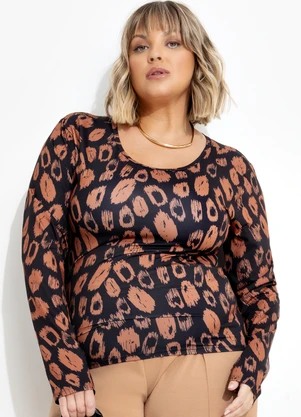 Marguerite - Blusa Onça Rabiscada em Poliflex - MARGUERITE