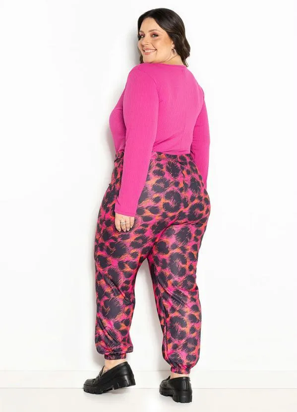 Marguerite - Blusa Pink em Ribana Canelada Plus Size 1