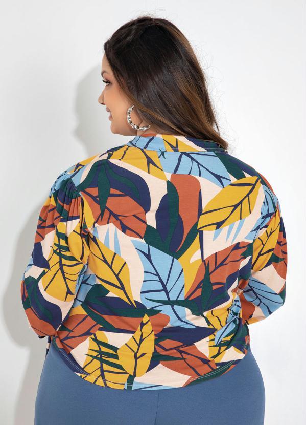 Outlet - Blusa Plus Size Abstrato Suave com Transpasse 2