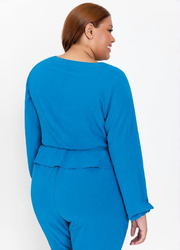 Outlet - Blusa Plus Size Azul com Regulador 3