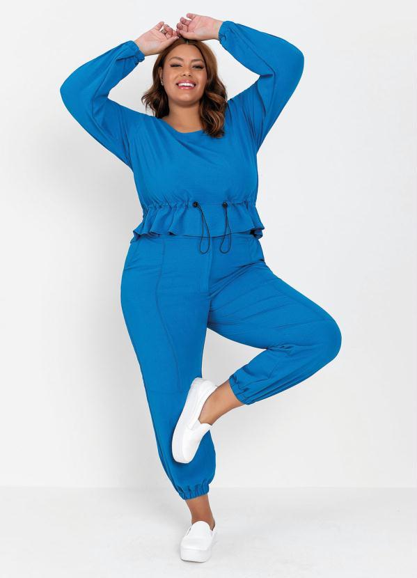 Outlet - Blusa Plus Size Azul com Regulador 2