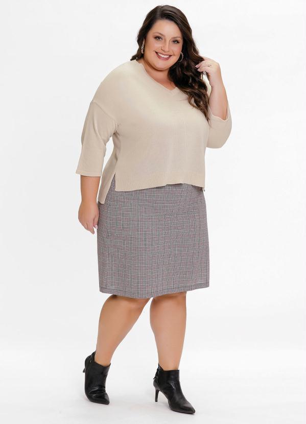 Outlet - Blusa Plus Size Bege com Mangas 7/8 5