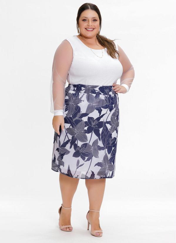 Outlet - Blusa Plus Size Branco com Mangas de Tule 6