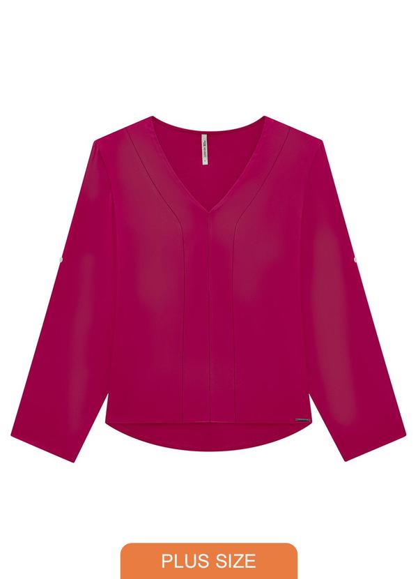 Lunender Mais Mulher - Blusa Plus Size com Martingale na Manga Rosa